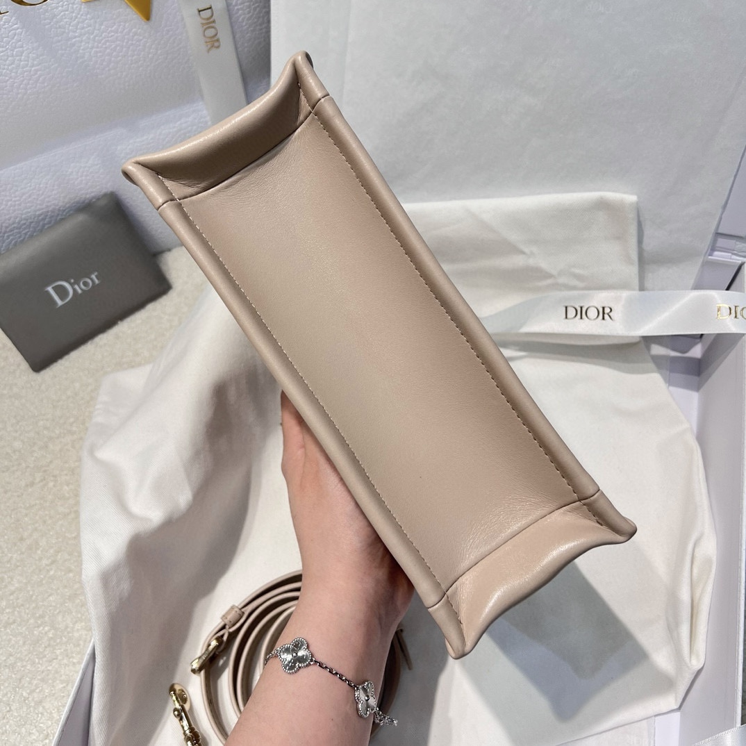 DIOR Mini Dior Book Tote Trench Beige Macrocannage Calfskin with Gold Hardware