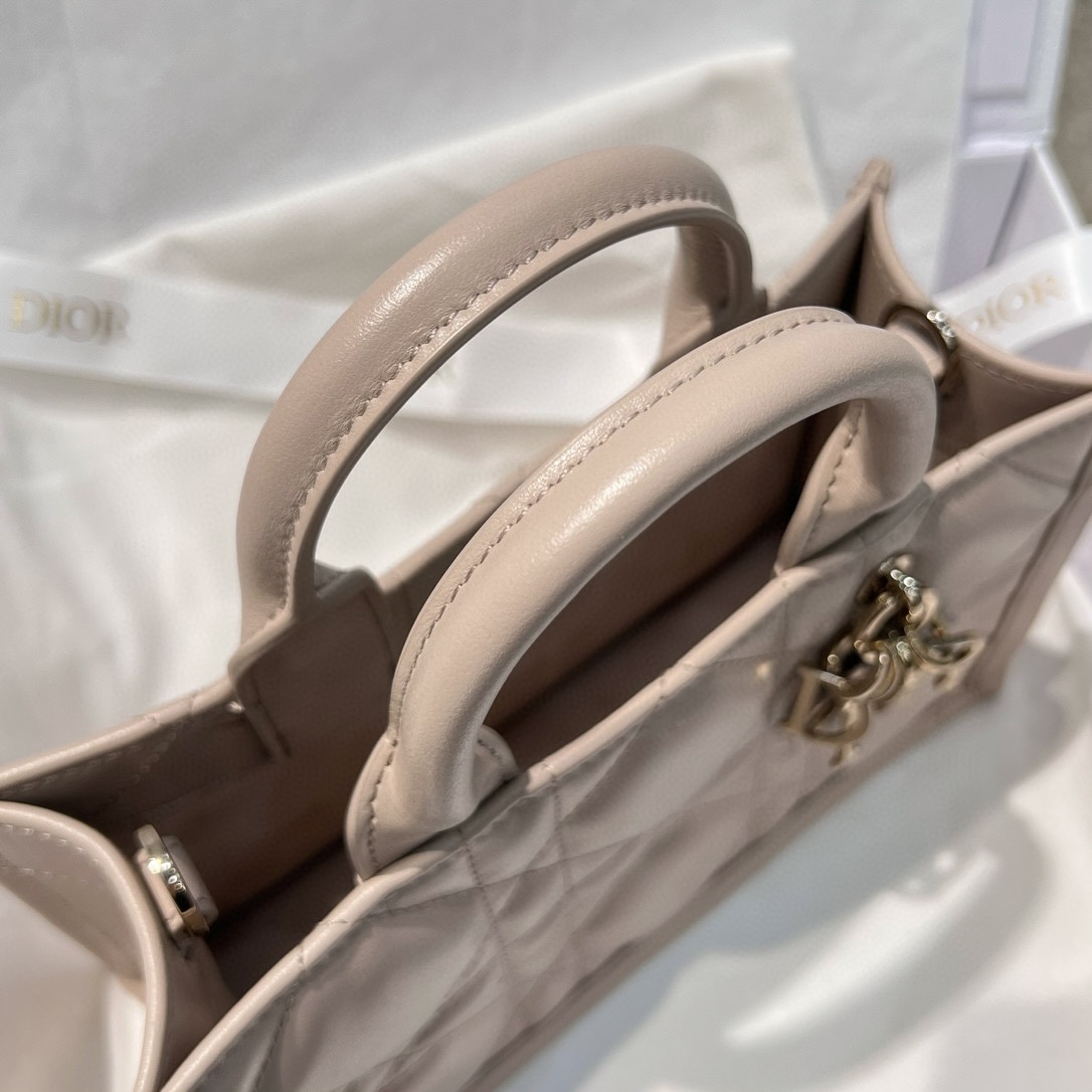 DIOR Mini Dior Book Tote Trench Beige Macrocannage Calfskin with Gold Hardware