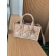 DIOR Mini Dior Book Tote Trench Beige Macrocannage Calfskin with Gold Hardware