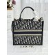 DIOR Small Dior Book Tote Blue Dior Oblique Embroidery and Calfskin