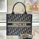 DIOR Small Dior Book Tote Blue Dior Oblique Embroidery and Calfskin