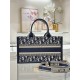 DIOR East-West Dior Book Tote with strap Blue Dior Oblique Embroidery and Calfskin