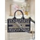 DIOR East-West Dior Book Tote with strap Blue Dior Oblique Embroidery and Calfskin