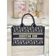 DIOR East-West Dior Book Tote with strap Blue Dior Oblique Embroidery and Calfskin