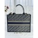 DIOR Medium Dior Book Tote Blue Dior Oblique Embroidery and Calfskin