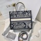 DIOR Small Dior Book Tote Blue and Ecru Toile de Jouy Reverse Embroidery and Blue Calfskin