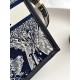 DIOR Small Dior Book Tote Blue and Ecru Toile de Jouy Reverse Embroidery and Blue Calfskin