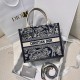 DIOR Small Dior Book Tote Blue and Ecru Toile de Jouy Reverse Embroidery and Blue Calfskin