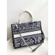 DIOR Medium Dior Book Tote Blue and Ecru Toile de Jouy Reverse Embroidery with Blue Calfskin 