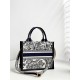 DIOR Small Dior Book Tote White and Navy Blue Toile de Jouy Sauvage Embroidery with Navy Blue Calfskin