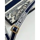 DIOR Small Dior Book Tote White and Navy Blue Toile de Jouy Sauvage Embroidery with Navy Blue Calfskin