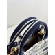 DIOR Small Dior Book Tote White and Navy Blue Toile de Jouy Sauvage Embroidery with Navy Blue Calfskin