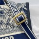 DIOR Medium Dior Book Tote White and Navy Blue Toile de Jouy Sauvage Embroidery with Navy Blue Calfskin