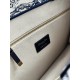 DIOR Medium Dior Book Tote White and Navy Blue Toile de Jouy Sauvage Embroidery with Navy Blue Calfskin