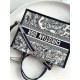 DIOR Medium Dior Book Tote White and Navy Blue Toile de Jouy Sauvage Embroidery with Navy Blue Calfskin