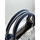 DIOR Medium Dior Book Tote White and Navy Blue Toile de Jouy Sauvage Embroidery with Navy Blue Calfskin