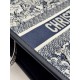 DIOR Medium Dior Book Tote White and Navy Blue Toile de Jouy Sauvage Embroidery with Navy Blue Calfskin