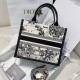 DIOR Small Dior Book Tote Latte and Black Dior Zodiac Embroidery with Black Calfskin