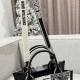 DIOR Small Dior Book Tote Latte and Black Dior Zodiac Embroidery with Black Calfskin