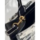 DIOR Medium Dior Book Tote Latte and Black Dior Zodiac Embroidery with Black Calfskin