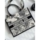 DIOR Medium Dior Book Tote Latte and Black Dior Zodiac Embroidery with Black Calfskin