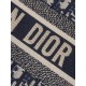 DIOR Large Dior Book Tote Ecru and Blue Dior Oblique Embroidery