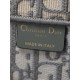 DIOR Large Dior Book Tote Ecru and Gray Dior Oblique Embroidery