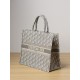 DIOR Large Dior Book Tote Ecru and Gray Dior Oblique Embroidery