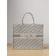 DIOR Large Dior Book Tote Ecru and Gray Dior Oblique Embroidery