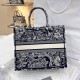 DIOR Large Dior Book Tote Blue and Ecru Toile de Jouy Reverse Embroidery