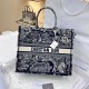 DIOR Large Dior Book Tote Blue and Ecru Toile de Jouy Reverse Embroidery