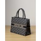 DIOR Medium Dior Book Tote Ecru and Blue Dior Oblique Embroidery