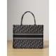 DIOR Medium Dior Book Tote Ecru and Blue Dior Oblique Embroidery