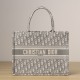 DIOR Medium Dior Book Tote Ecru and Gray Dior Oblique Embroidery