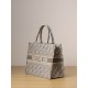 DIOR Medium Dior Book Tote Ecru and Gray Dior Oblique Embroidery