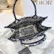 DIOR Medium Dior Book Tote Ecru and Blue Toile de Jouy Embroidery