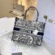 DIOR Medium Dior Book Tote Ecru and Blue Toile de Jouy Embroidery