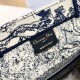 DIOR Medium Dior Book Tote Ecru and Blue Toile de Jouy Embroidery