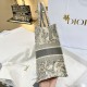 DIOR Medium Dior Book Tote Ecru and Gray Toile de Jouy Embroidery