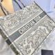 DIOR Medium Dior Book Tote Ecru and Gray Toile de Jouy Embroidery