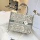 DIOR Medium Dior Book Tote Ecru and Gray Toile de Jouy Embroidery