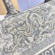 DIOR Medium Dior Book Tote Ecru and Gray Toile de Jouy Embroidery