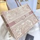 DIOR Medium Dior Book Tote Ecru and Pink Toile de Jouy Embroidery