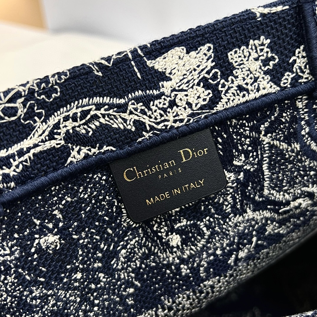 DIOR Medium Dior Book Tote Blue and Ecru Toile de Jouy Reverse Embroidery