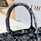 DIOR Medium Dior Book Tote Blue and Ecru Toile de Jouy Reverse Embroidery