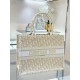 DIOR Medium Dior Book Tote White and Gold-Tone Dior Oblique Embroidery