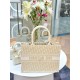 DIOR Medium Dior Book Tote White and Gold-Tone Dior Oblique Embroidery