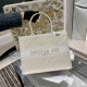 DIOR Medium Dior Book Tote White and Gold-Tone Dior Oblique Embroidery