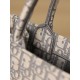 DIOR Small Dior Book Tote Ecru and Gray Dior Oblique Embroidery