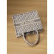 DIOR Small Dior Book Tote Ecru and Gray Dior Oblique Embroidery